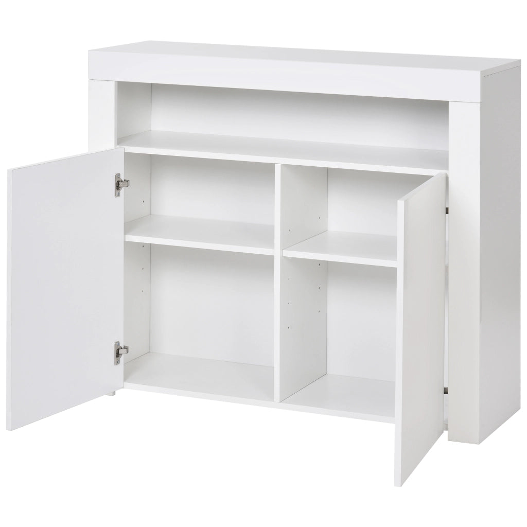 Credenza bianca con LED e 2 ante; 108 x 40 x 92 cm; con vano aperto