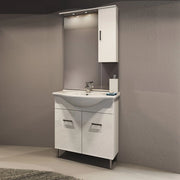 Mobile bagno venice bianco lucido cm 75 con lavabo e specchio