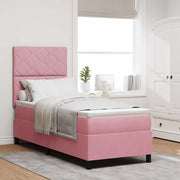 Letto a Sorgente LED con materasso Rosa 80 x 200 cm Tessuto