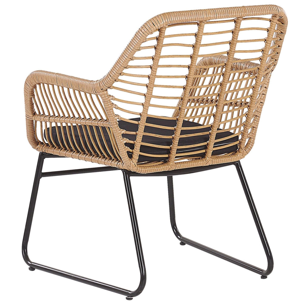 Set divano da giardino per conversazione in finto rattan Nero con imbottiture per sedile e tavolino da caffè