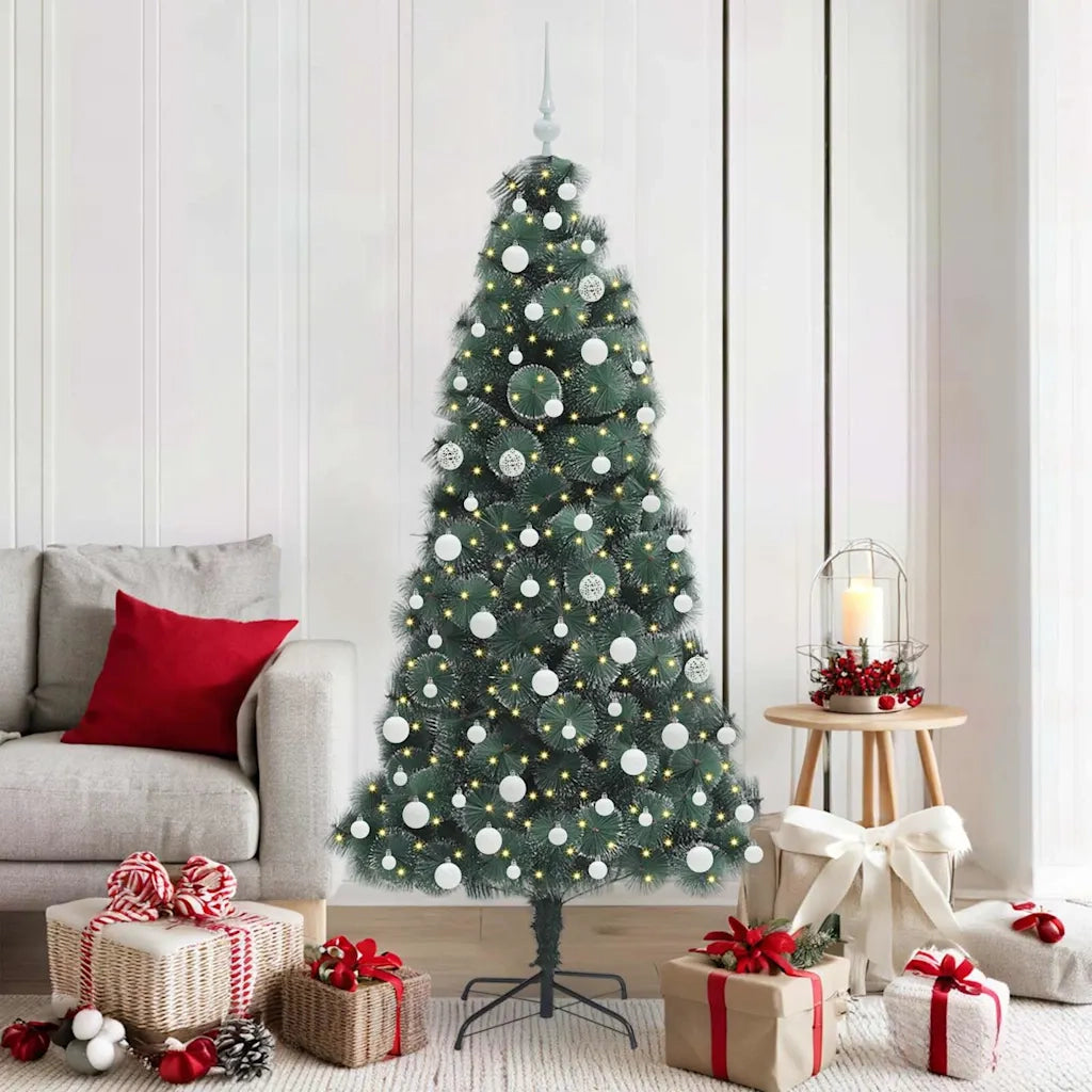 Albero di Natale | Decorazioni natalizie artificiale pre-illuminato con set di palline