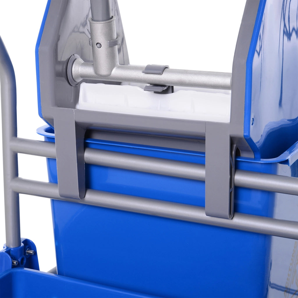 Carrello pulizie professionale con secchio da 25 L, strizzatore e 4 ruote, blu
