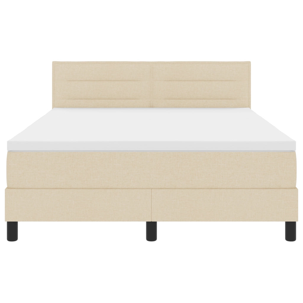Letto a Molle con Materasso e LED Cream 140x190 cm in Tessuto