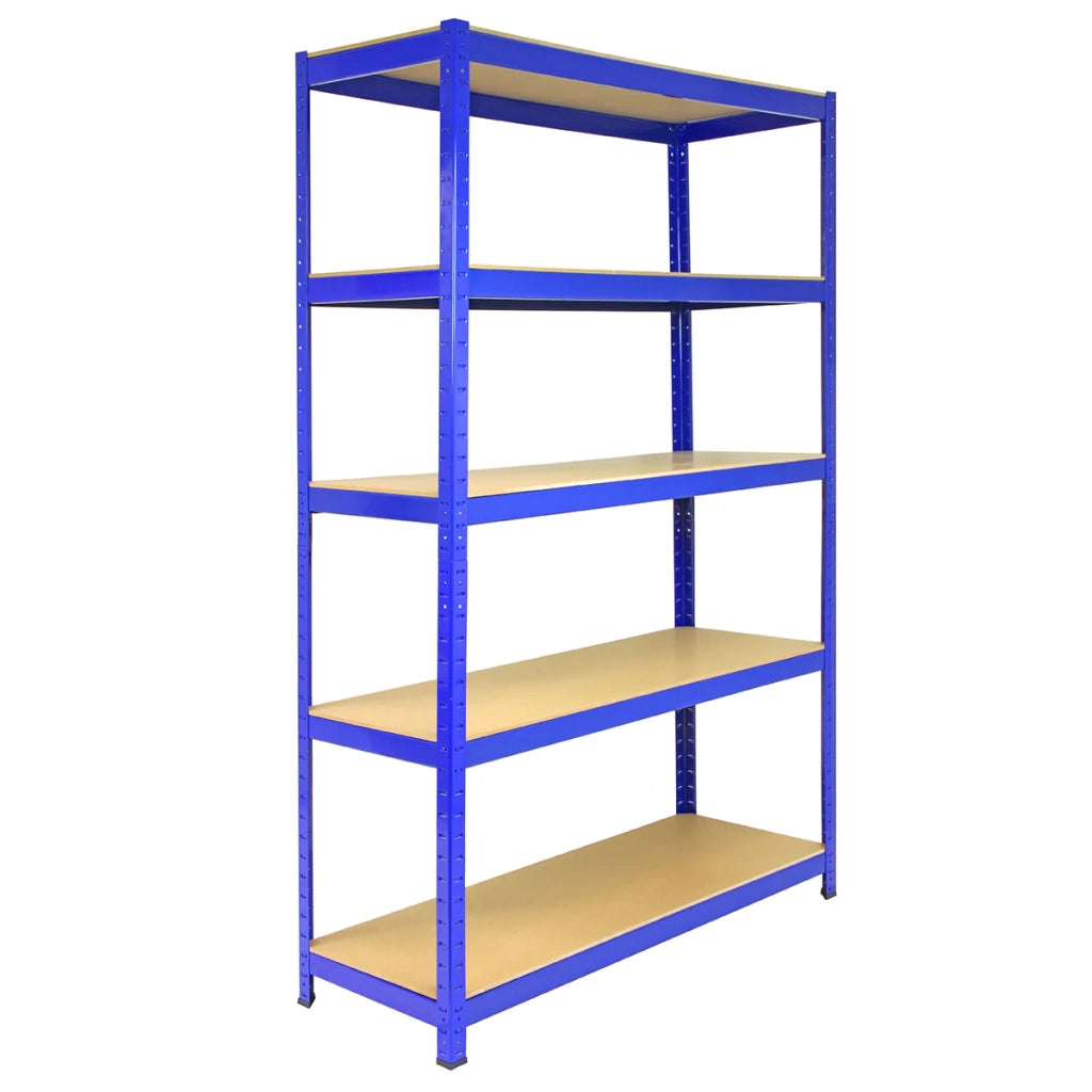 5 Scaffali in Acciaio Senza Bulloni T-Rax Blu Larghi 120cm per Magazzino e Box