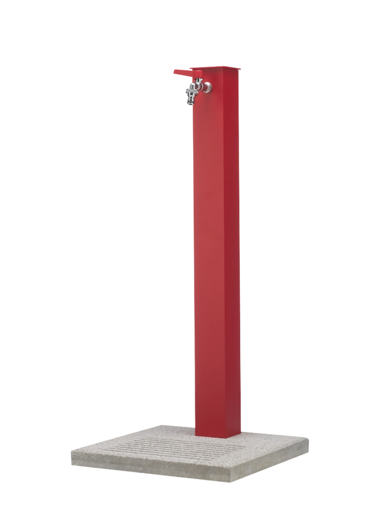 Fontana da esterno con base in cemento e struttura in acciaio zincato Belfer ruggine Colore: Rosso