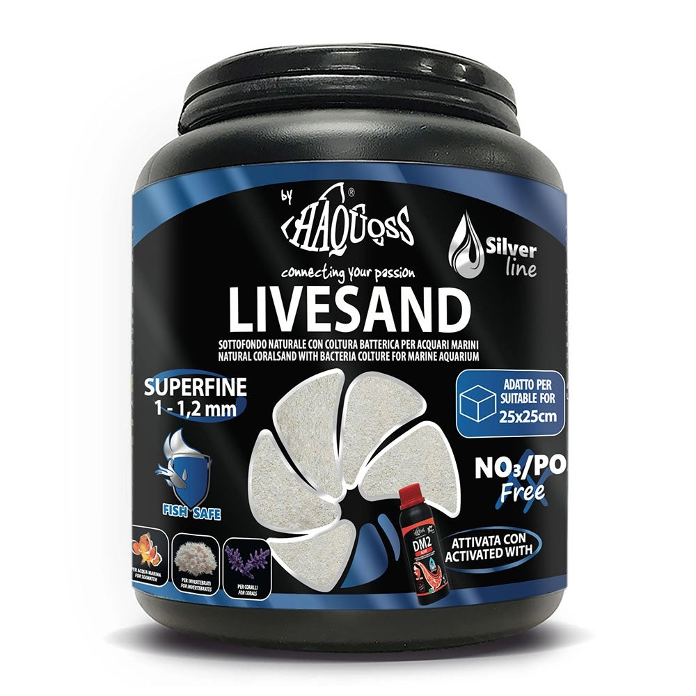 Haquoss LiveSand 1-1,2mm - substrato naturale con colture batteriche per acquari marini Formato: 2 L