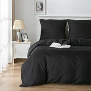 Set di lenzuola da letto, 135 x 200 cm, 3 pezzi, nero, set di lenzuola da letto, coperta da letto in microfibra 135 x 200 cm + 1 cuscino in microfibra 80 x 80 cm, con chiusura a raccordo.