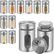 12 Bocchette per Erbe in Vetro Rond con Coperchio in Acciaio Inossidabile con Dose Regolabile Set di Bocchette per Erbe