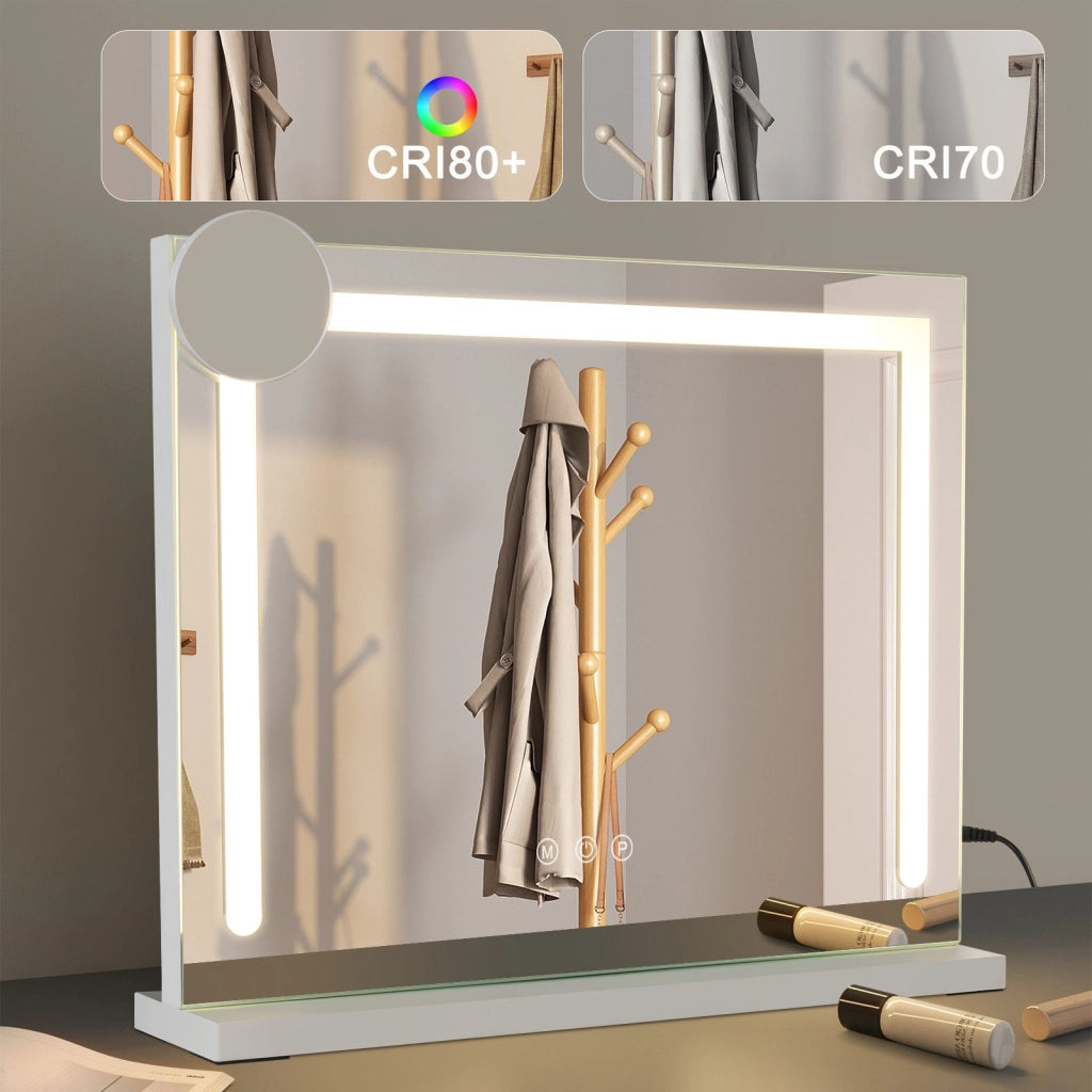 ZMH Specchio per il Trucco Illuminazione Dimmerabile 3 Modalità Colori Specchio ingranditore 5x Connessione USB