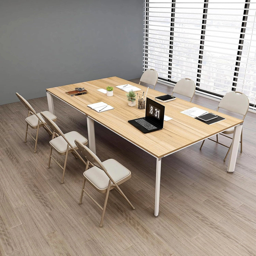 Set di 4 sedie pieghevoli in tessuto, sedie pieghevoli con sedile e schienale imbottito, sedie da pranzo con poggiapiedi telaio in metallo, 50 x 47 x 88,5 cm (Beige)