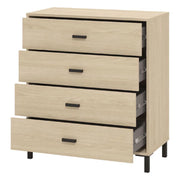 Rosasco, Cassettiera 4 Cassetti, 80x40x90h cm Marrone Rovere