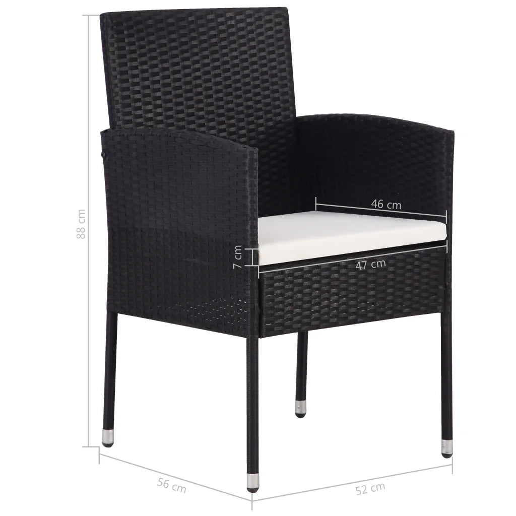 Set Mobili da Pranzo per Giardino 5 pz in Polyrattan Nero 3059413