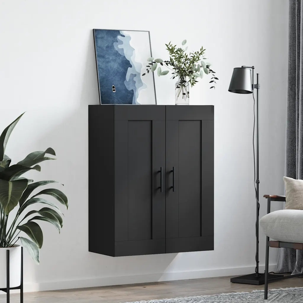 Armadietto a Muro | Mobile a Parete Nero 69,5x34,90 cm in Legno Multistrato