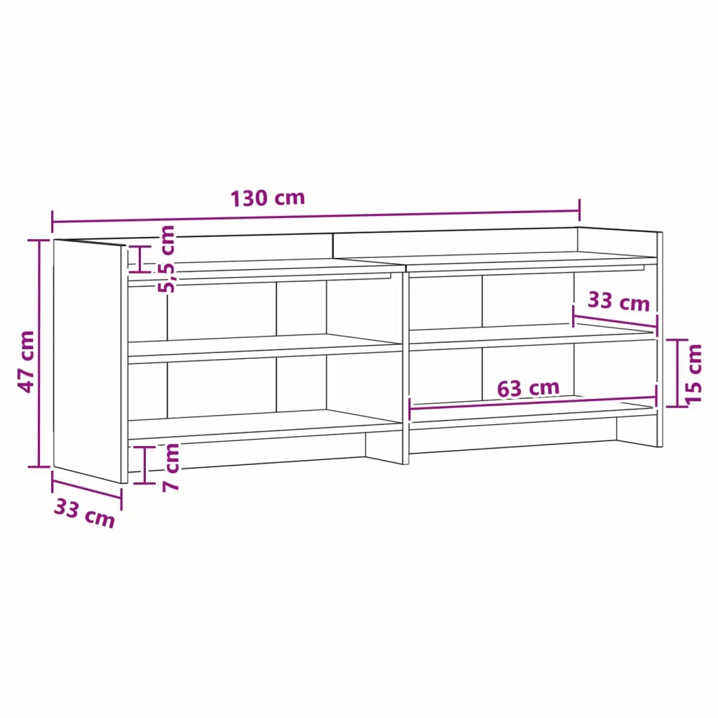 Mobile TV 135 x 33 x 47 cm Rovere Nero Legno ingegnerizzato 8011228
