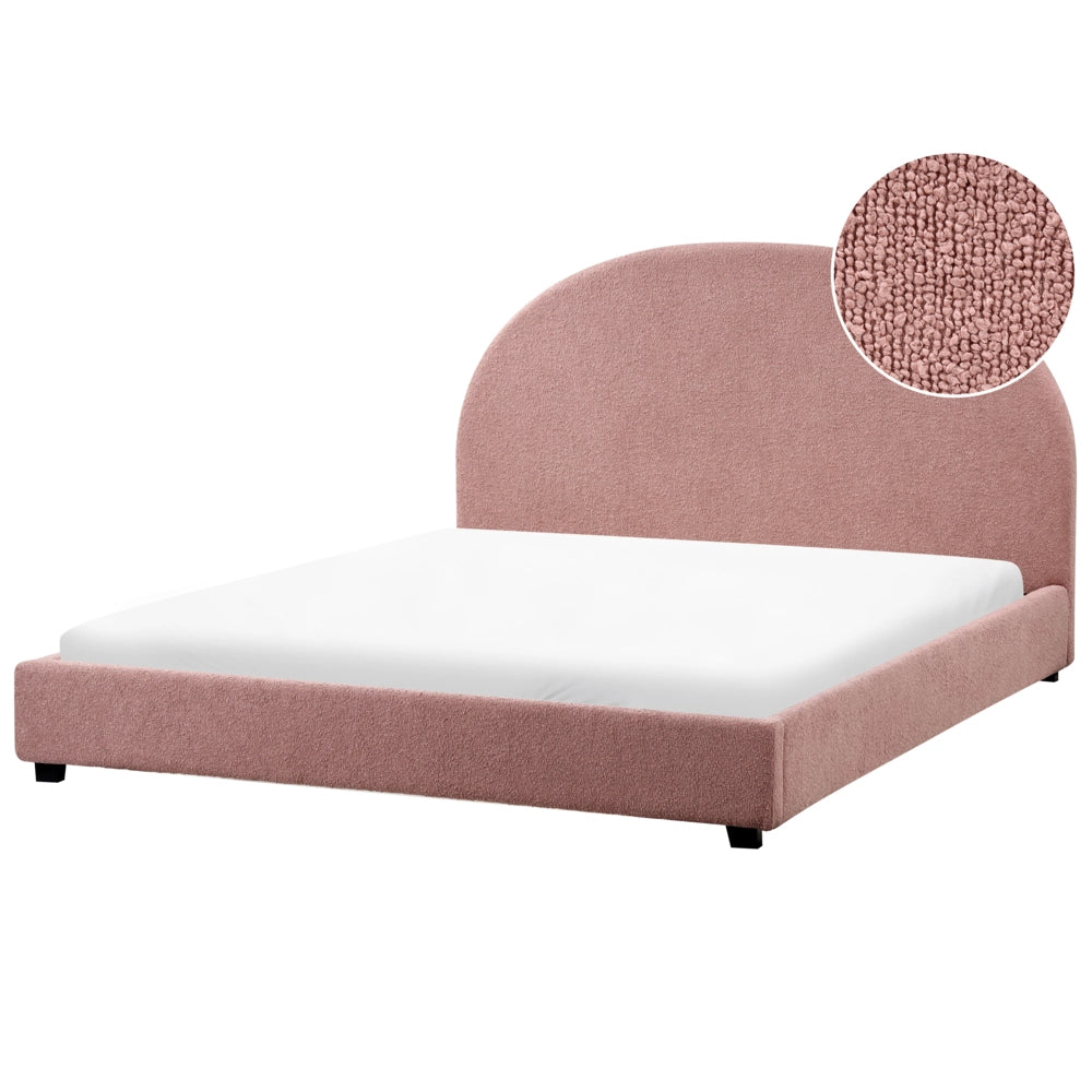 Lettino ad acqua in bouclé retrò dal design minimalista in poliestere rosa pastello 160 x 200 cm