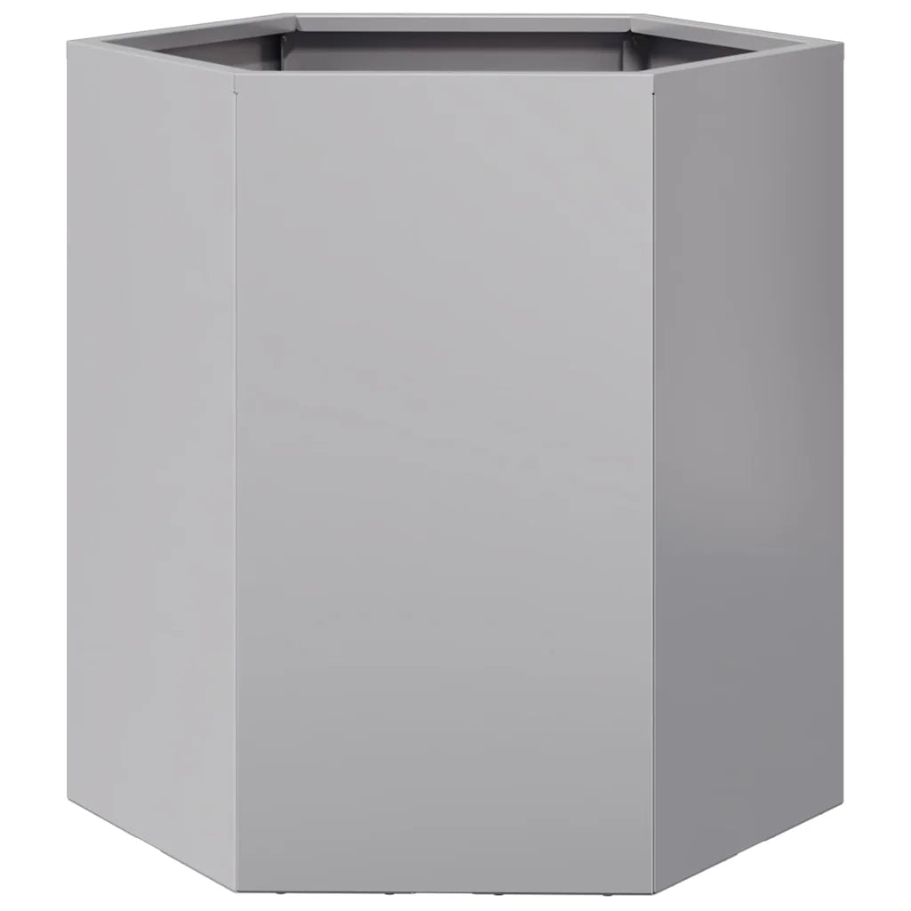 2 pz Fioriere | Cassetta per fiori | Vaso da Giardino Esagono 46x40x45cm Acciaio Zincato