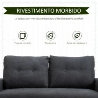 Divano 2 Posti Moderno in Stile Nordico con Schienale Trapuntato in Tessuto, 145x76x88 cm, Grigio