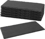 Piatto di servizio in pietra naturale, 10 pezzi, 25 x 12 cm, pietre naturali per piatti di servizio, pietre naturali rettangolari, piedini per tavolo, pietre naturali, piedini, ideali per decorazione e uso quotidiano, nero