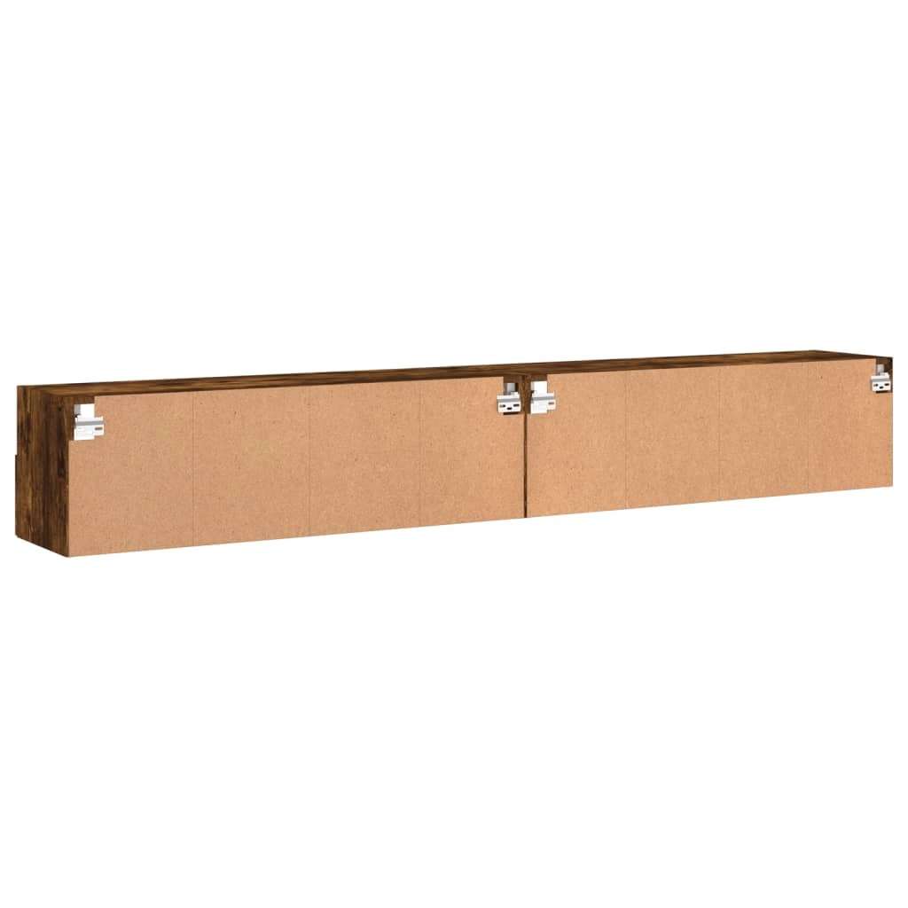 Mobile TV multimediale da parete mensola TV credenza TV per sala da pranzo soggiorno camera da letto 2 pezzi rovere affumicato 100 x 30 x 30 cm legno ingegnerizzato marrone 02_0029024