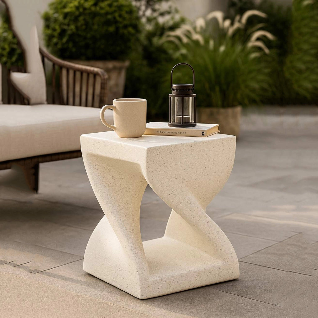 Gale, Tavolino da Salotto Adatto per Indoor/outdoor, 42x53x42h cm Bianco Marmo