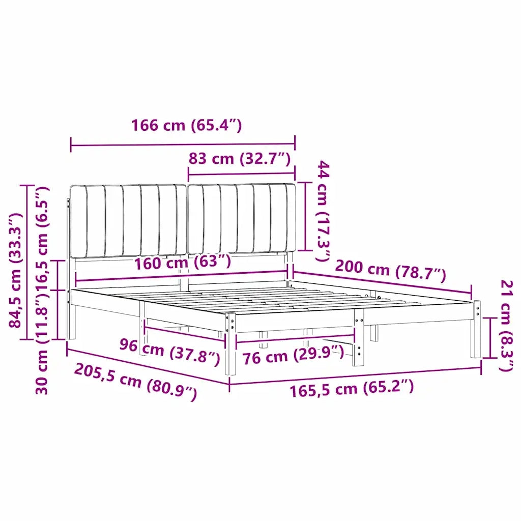 Letto con Testiera Rivestita Grigio scuro 160 x 200 cm 878035