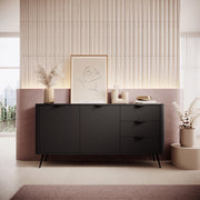 Madia Halilala, Credenza 3 Cassetti, 163x38x81h cm Nero