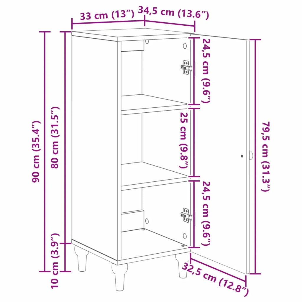 Credenza Bianco 33 x 34,5 x 90 cm Legno ingegnerizzato 894135