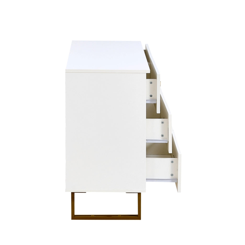 Set sideboard con specchio da parete 80x80 cm; 6 cassetti; MDF; bianco