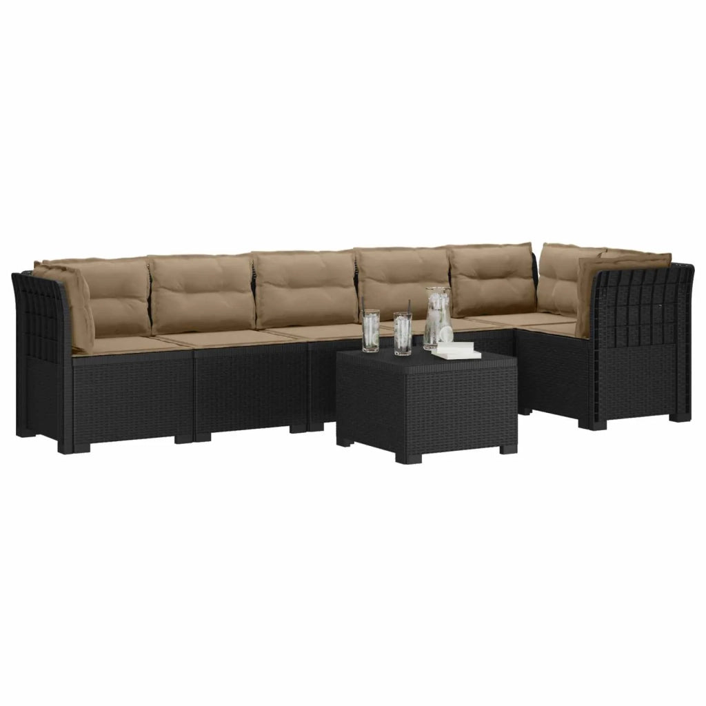 Divano da Giardino 6 Posti con Cuscini Aspetto Rattan PP 3444124
