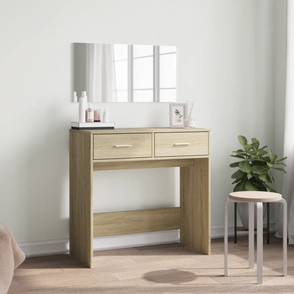 Toeletta con Specchio-Tavolo da Vanit¨¤ Rovere Sonoma 80x39x80 cm