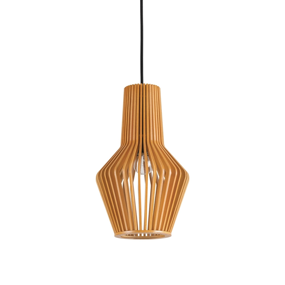Sospensione Industrial-Minimal Citrus-1 Legno Marrone 1 Luce E27