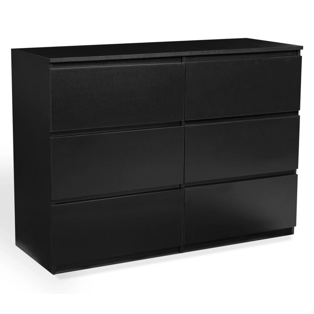 IDMarket - TOMI Cassettone a 6 cassetti da 110 cm in legno nero