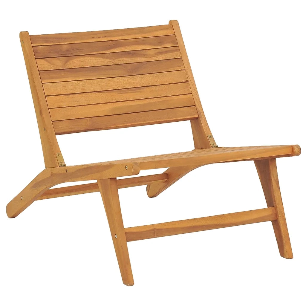 Sedia da Giardino con Poggiapiedi in Legno Massello di Teak 49366