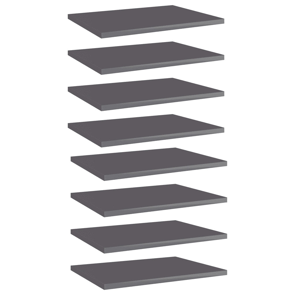 Ripiani per Libreria 8pz Grigio Lucido 40x30x1,5cm Multistrato 805169