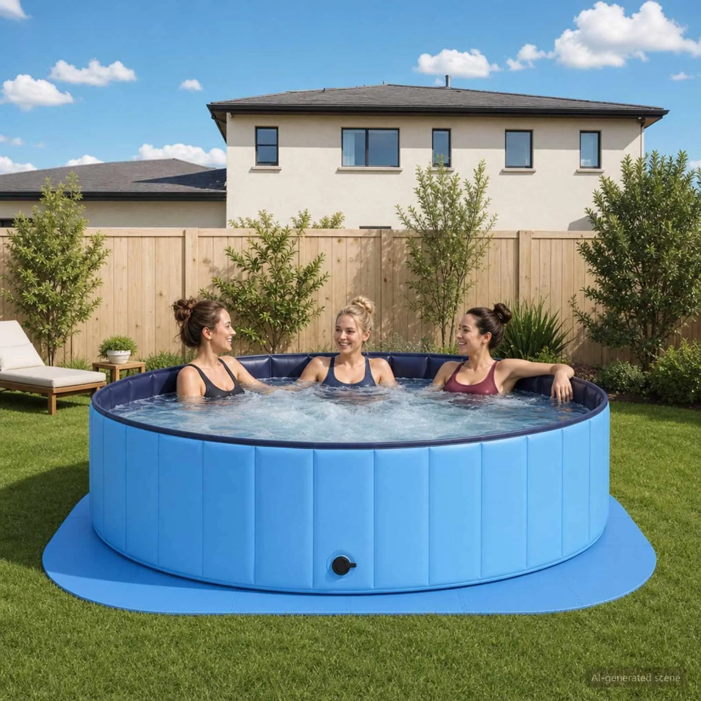 Tappetino per piscina 36 pz Ø 350 cm Rotondo Schiuma EVA Blu 42042641
