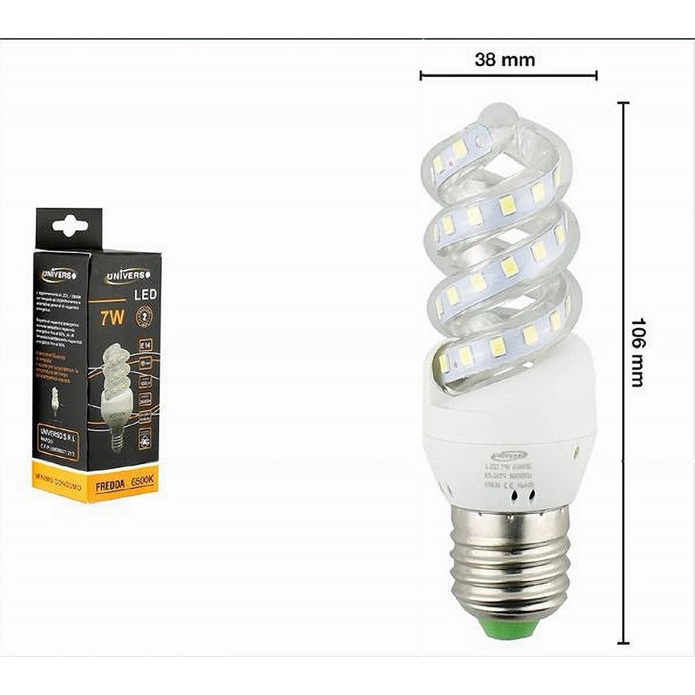 Trade Shop - Lampadina Led Spirale Attacco E27 7watt Luce 6500k 3000k 4000k Illuminazione S02 - -bianco Caldo      -