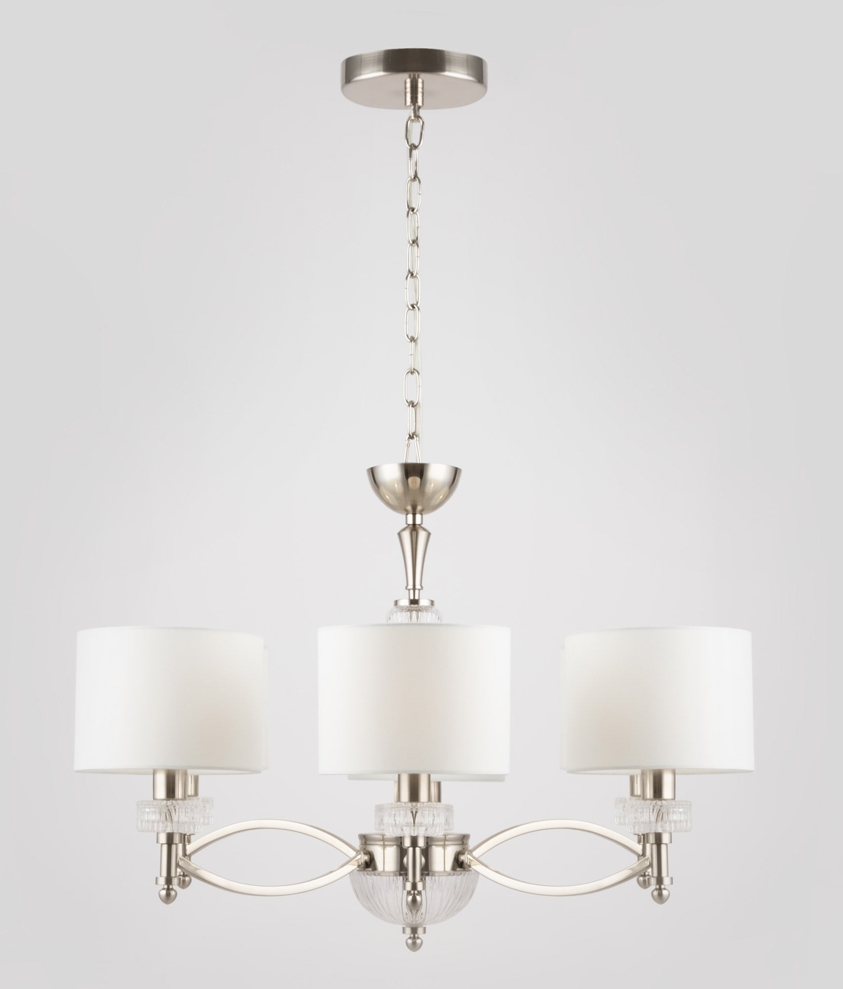 Lampadario Neoclassic in Metallo e Vetro Alicante Nickel