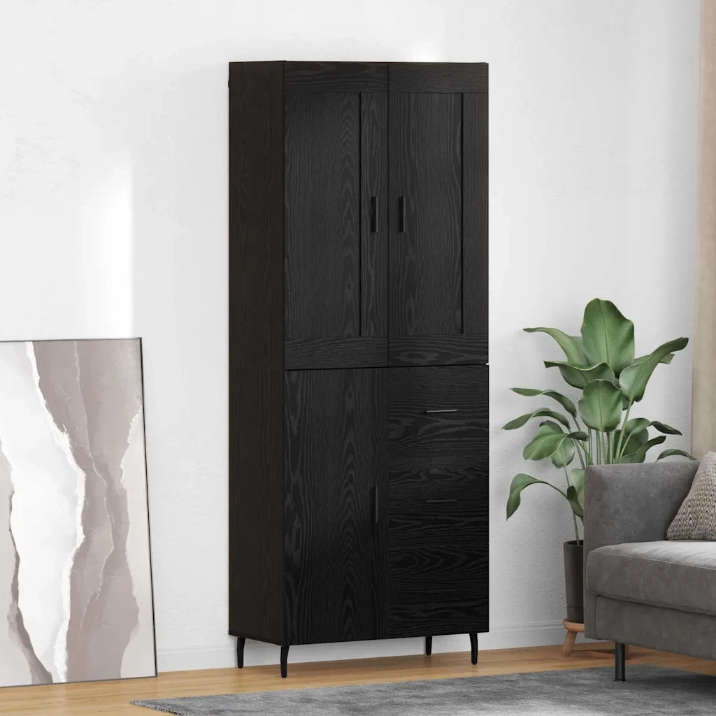 Credenza con cassetto 2 pz | Madia | Buffet da pranzo | Armadio da pranzo Rovere Nero Legno multistrato