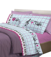 Completo letto musica con stampa fotografica 100% cotone 3 misure parure Rosa - Matrimoniale