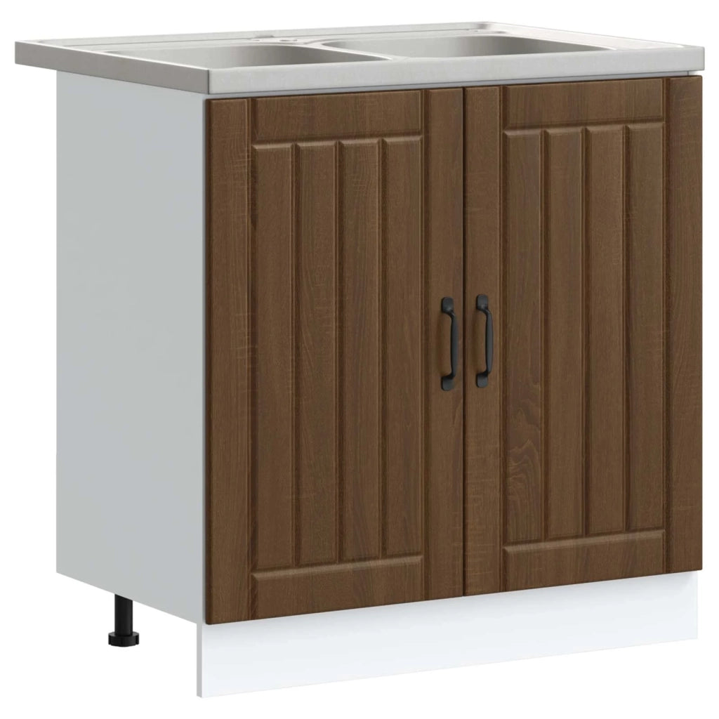 Mobiletto per lavabo con porta Lucca 2 pcs Rovere Marrone 3315018