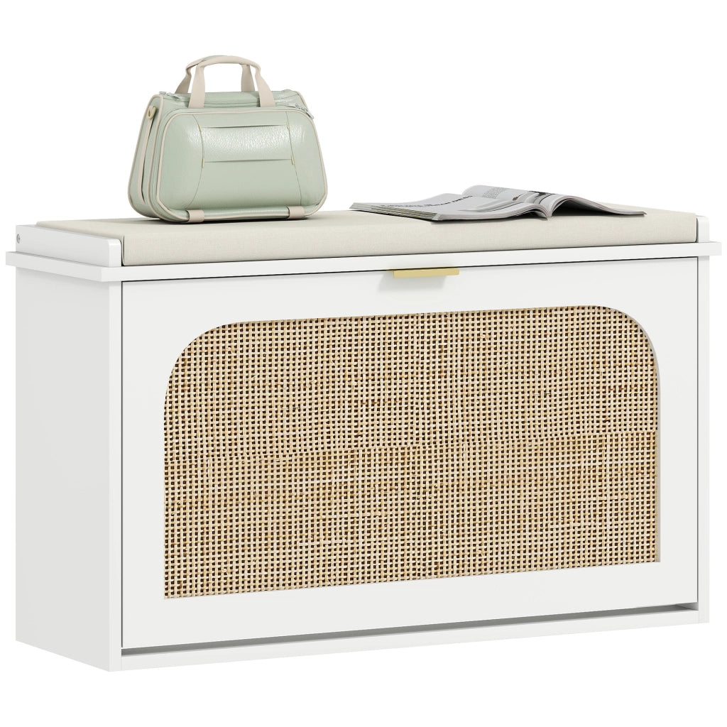 Panca con scarpiera e cassetto ¨C zephmum ¨C bianco 80x47.5x26 cm