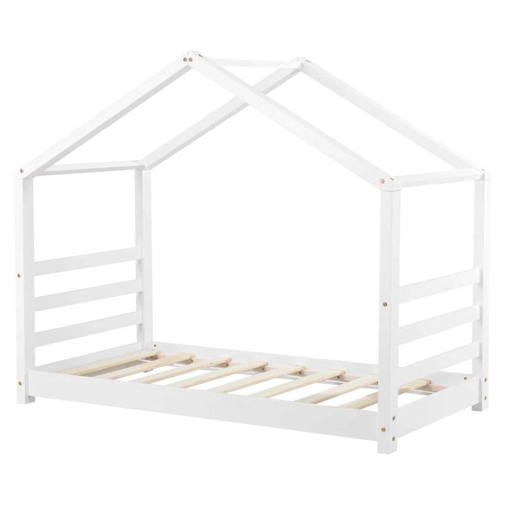 Letto a Casetta per Cameretta Vardø con Materasso 80x160 cm Bianco [en.casa]