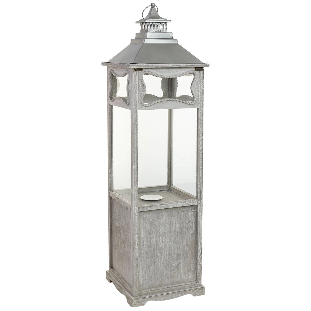 Lanterna in legno grigio 32x32x114h cm