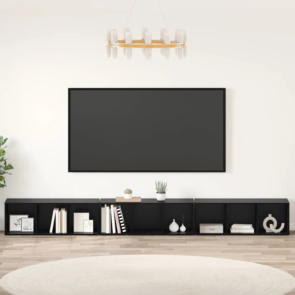 Set mobile TV 3 pcs Rovere Nero 37 x 35 x 107 cm
