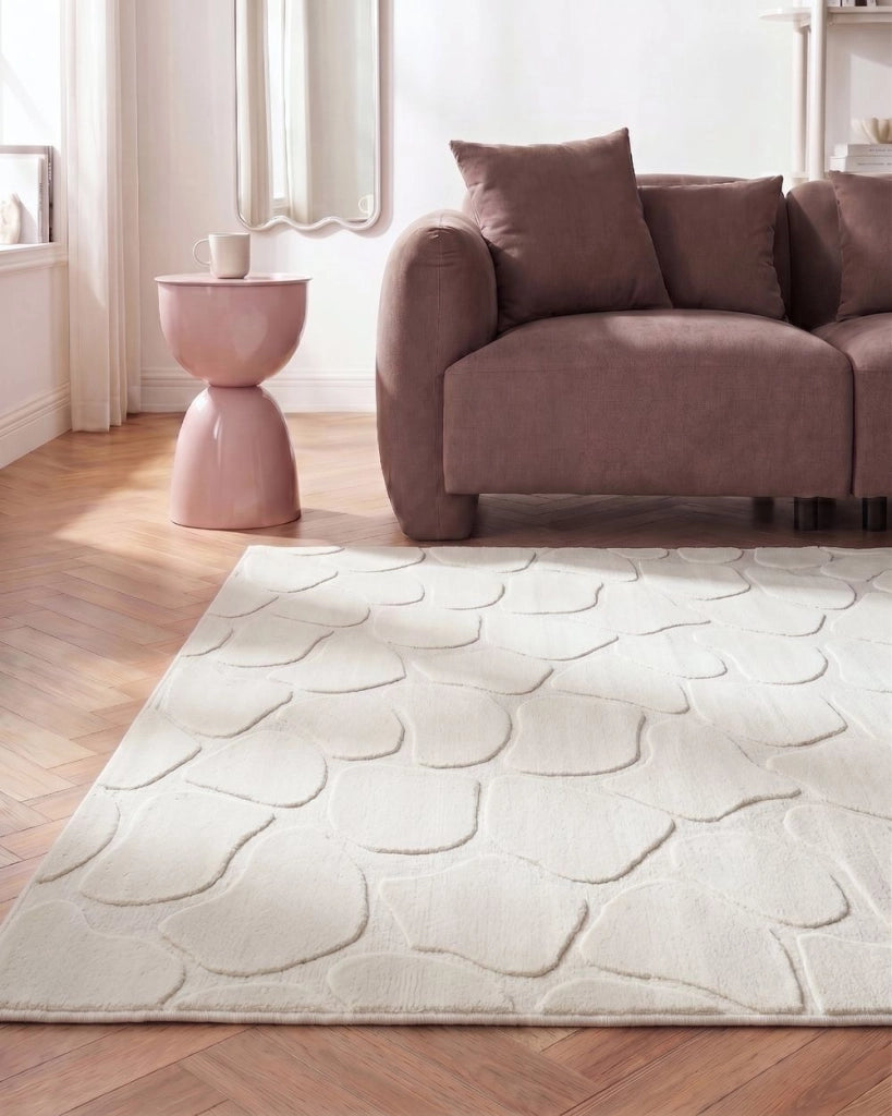 Tappeto decorativo rettangolare in jacquard, 160 x 230 cm, bianco sporco design elegante