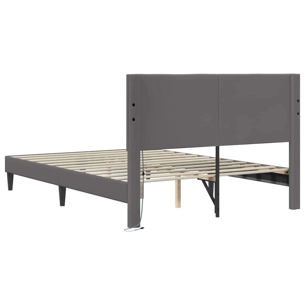 Struttura del letto con testiera Grigio 140 x 200 cm Similpelle