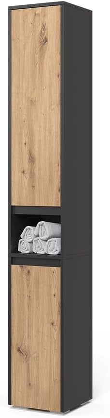 Armadio per il bagno Majest, Antracite/Artisan, 30.2 x 191.5 cm con 2 porte
