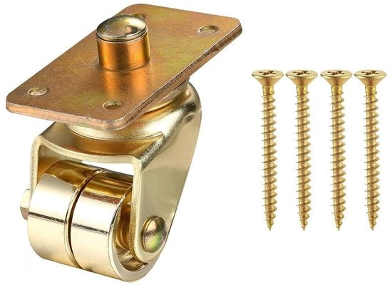 Piano Ruote - Zwenk Ruote 360 Gradi di Rotazione - Materiale di Alta Qualità in Acciaio - Duraturo - Incluso: Viti - Peso 435 g/unità - Ruote per Mobili