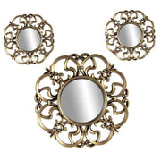 Trade Shop - Set 3pz Specchi Parete Decorativi Oro Bronzo Libera Installazione 20-35cm 836893 -