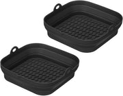 Accessori per Airfryer - 2 pezzi - Forma per Frittura - Piatto per Cottura - Silicone - Alternativa al Papiro per Cottura - Pieghevole - Riciclabile - Accessori per Airfryer - per Magnetron, Forno, Frigorifero - 21*20.3*5cm - Nero